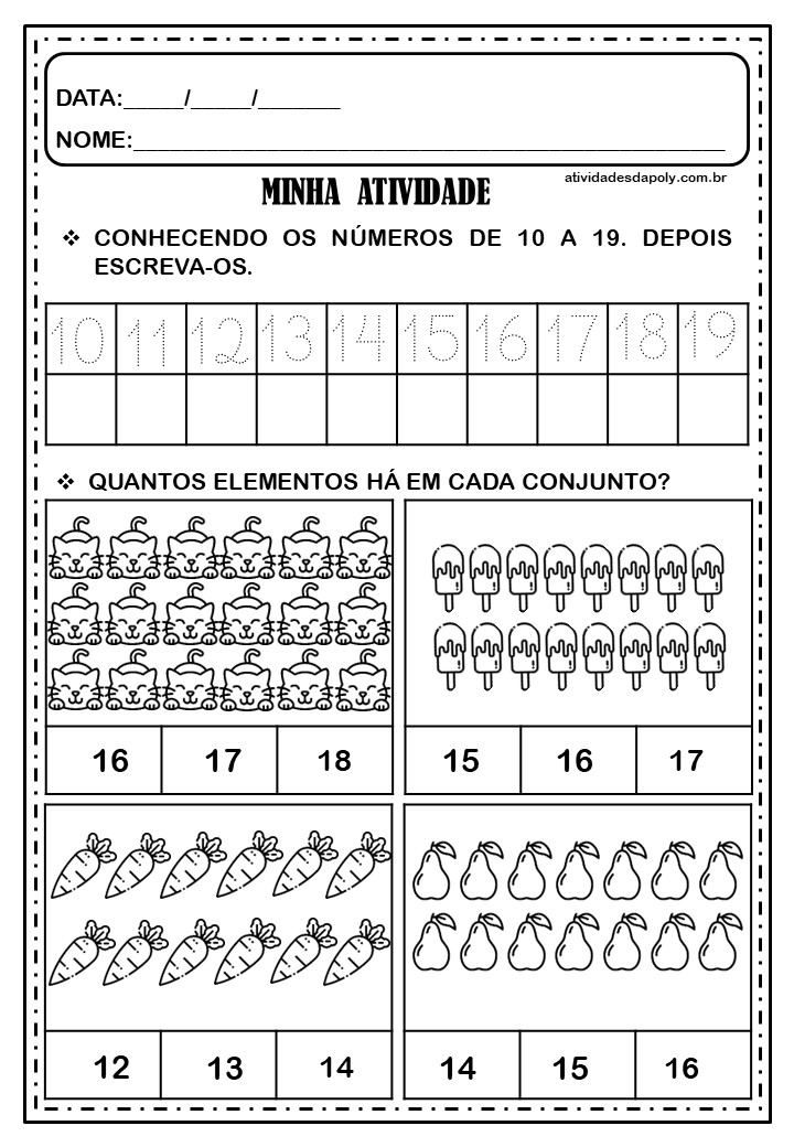 Atividades Numerais E Quantidades 10 A 19 Atividades Da Poly 3721