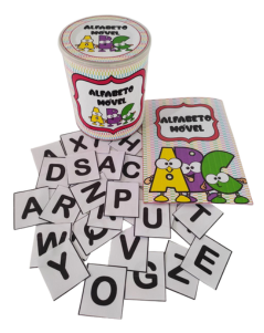 ALFABETO MÓVEL NA LATA + ENVELOPE
